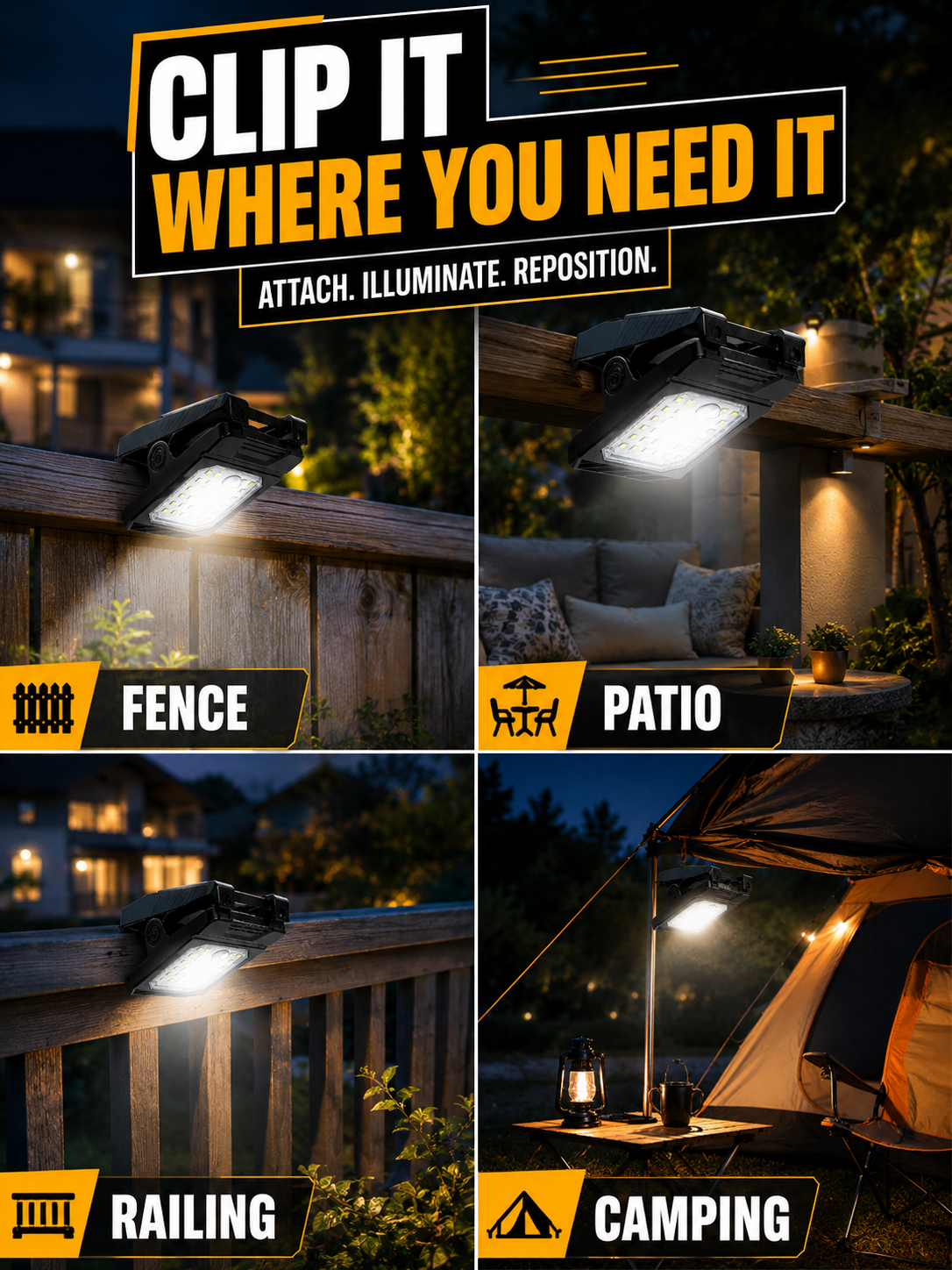 HomeCleanGoods™ SonicBarrier Clip-On Solar Pest Deterrent Light 
