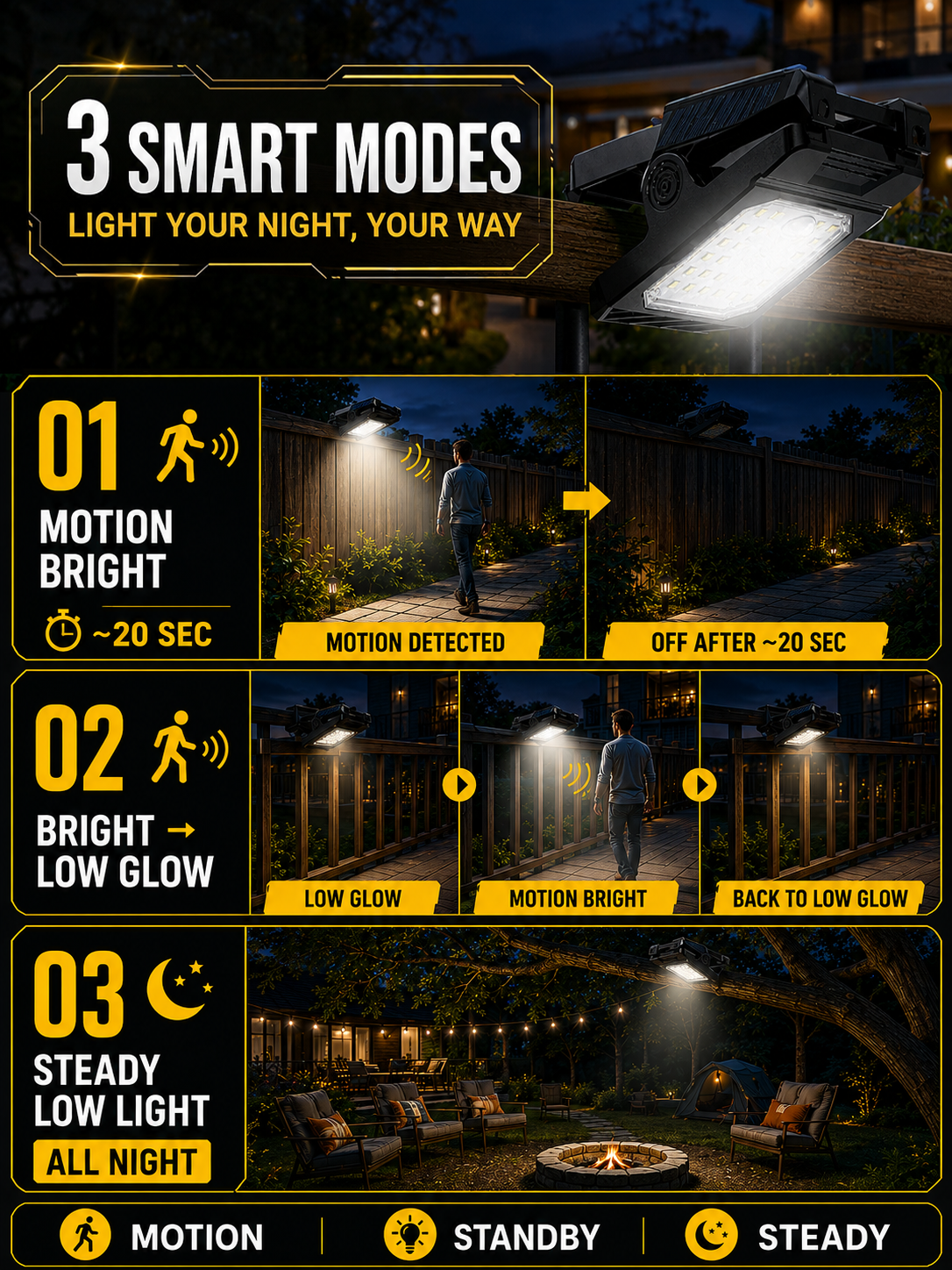 HomeCleanGoods™ SonicBarrier Clip-On Solar Pest Deterrent Light 