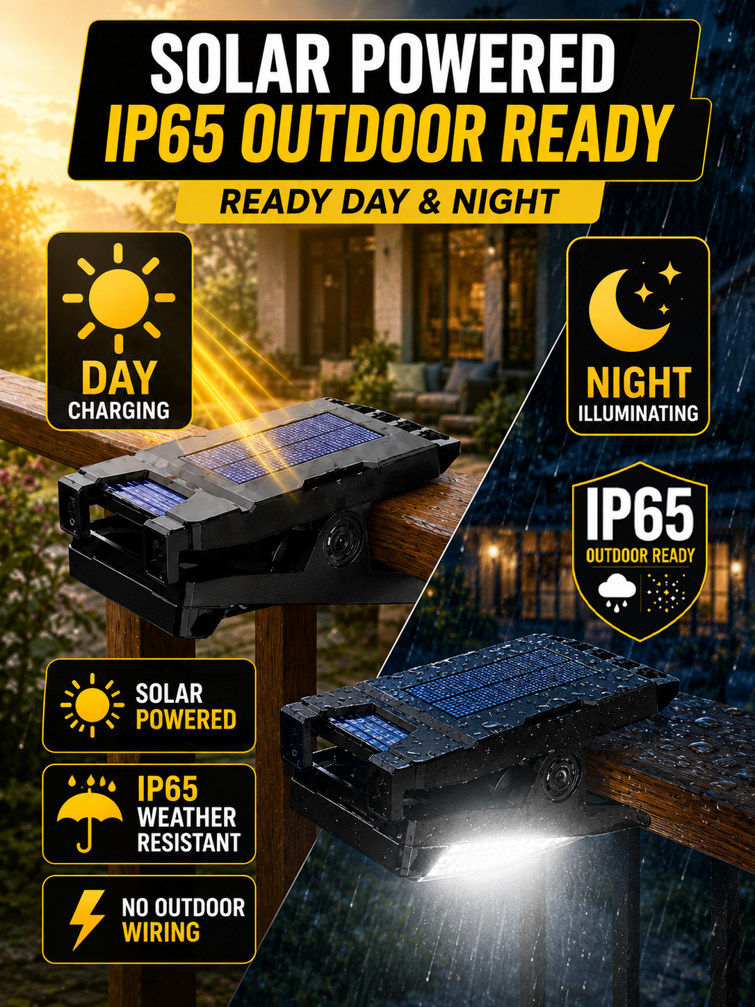HomeCleanGoods™ SonicBarrier Clip-On Solar Pest Deterrent Light 
