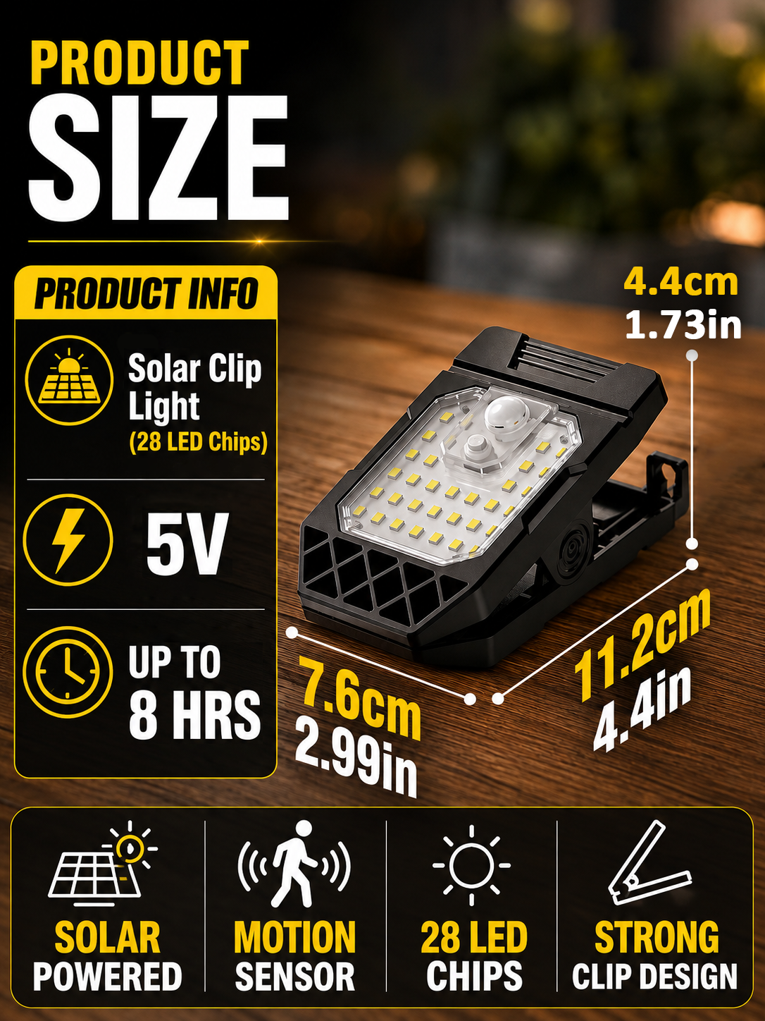 HomeCleanGoods™ SonicBarrier Clip-On Solar Pest Deterrent Light 
