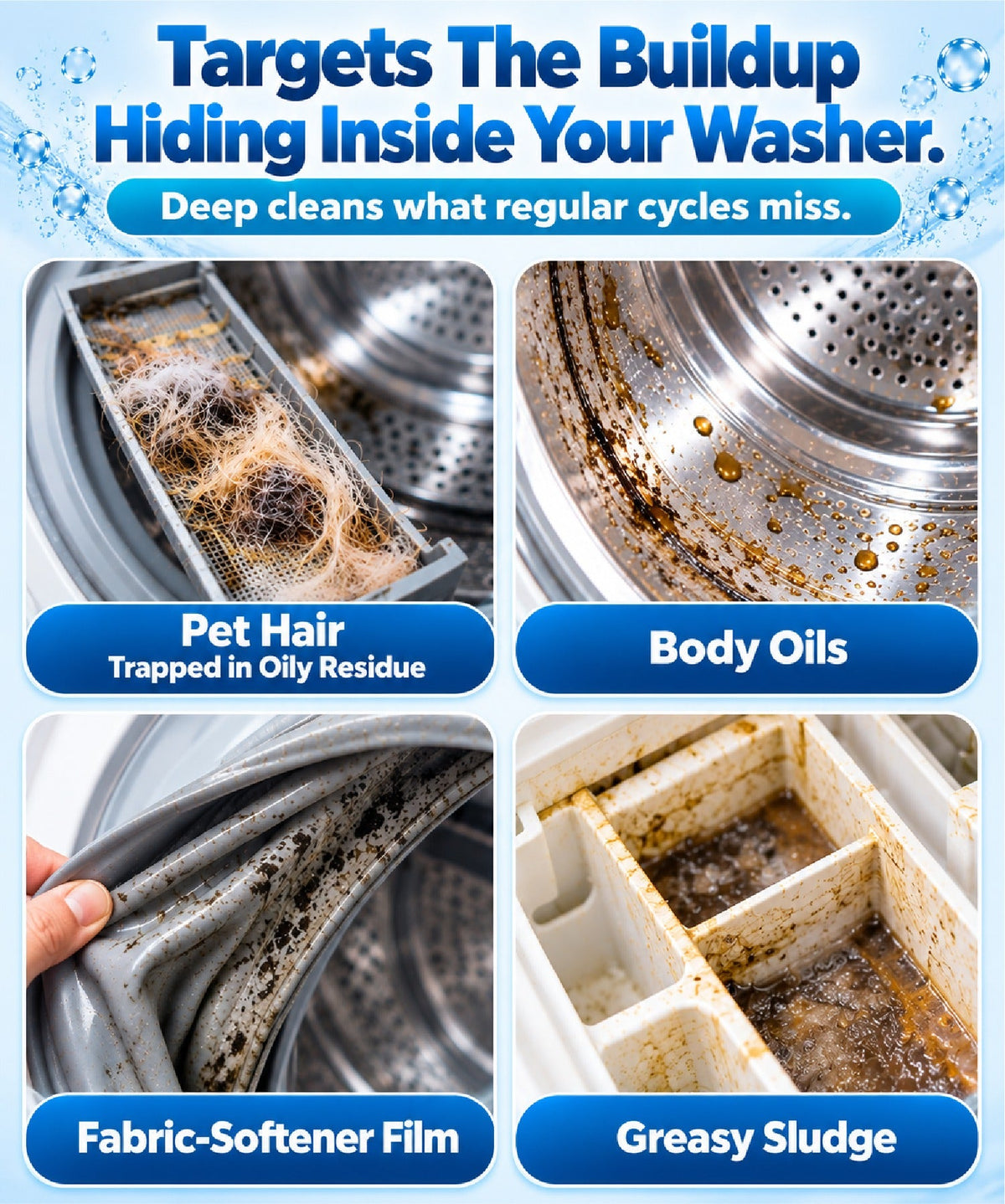 HomeCleanGoods™ WasherMatrix Hair Grime & Odor Cleaning Tablets