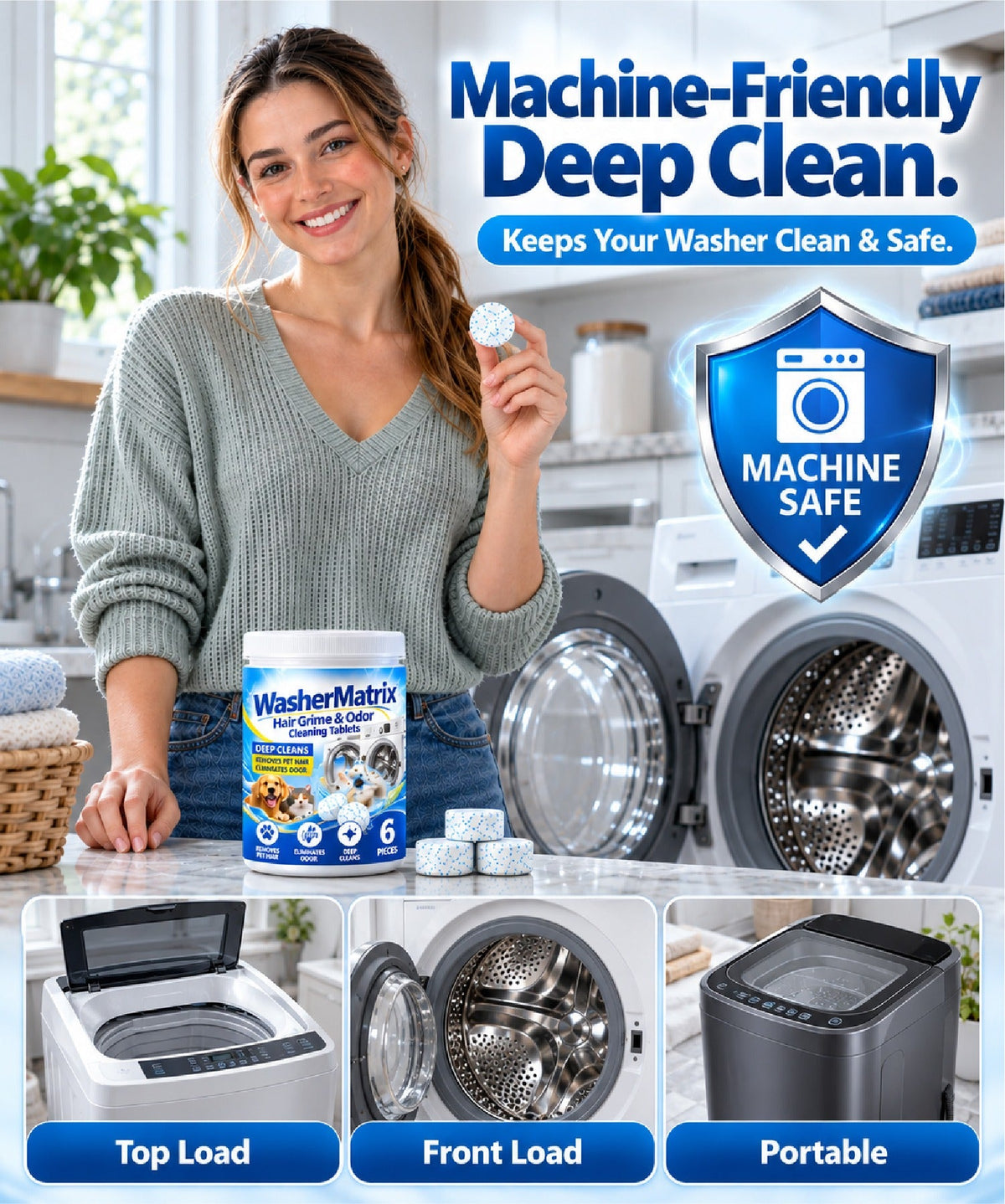 HomeCleanGoods™ WasherMatrix Hair Grime & Odor Cleaning Tablets