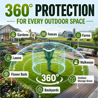 HomeCleanGoods™ YardShield Solar Ultrasonic Pests Repellent