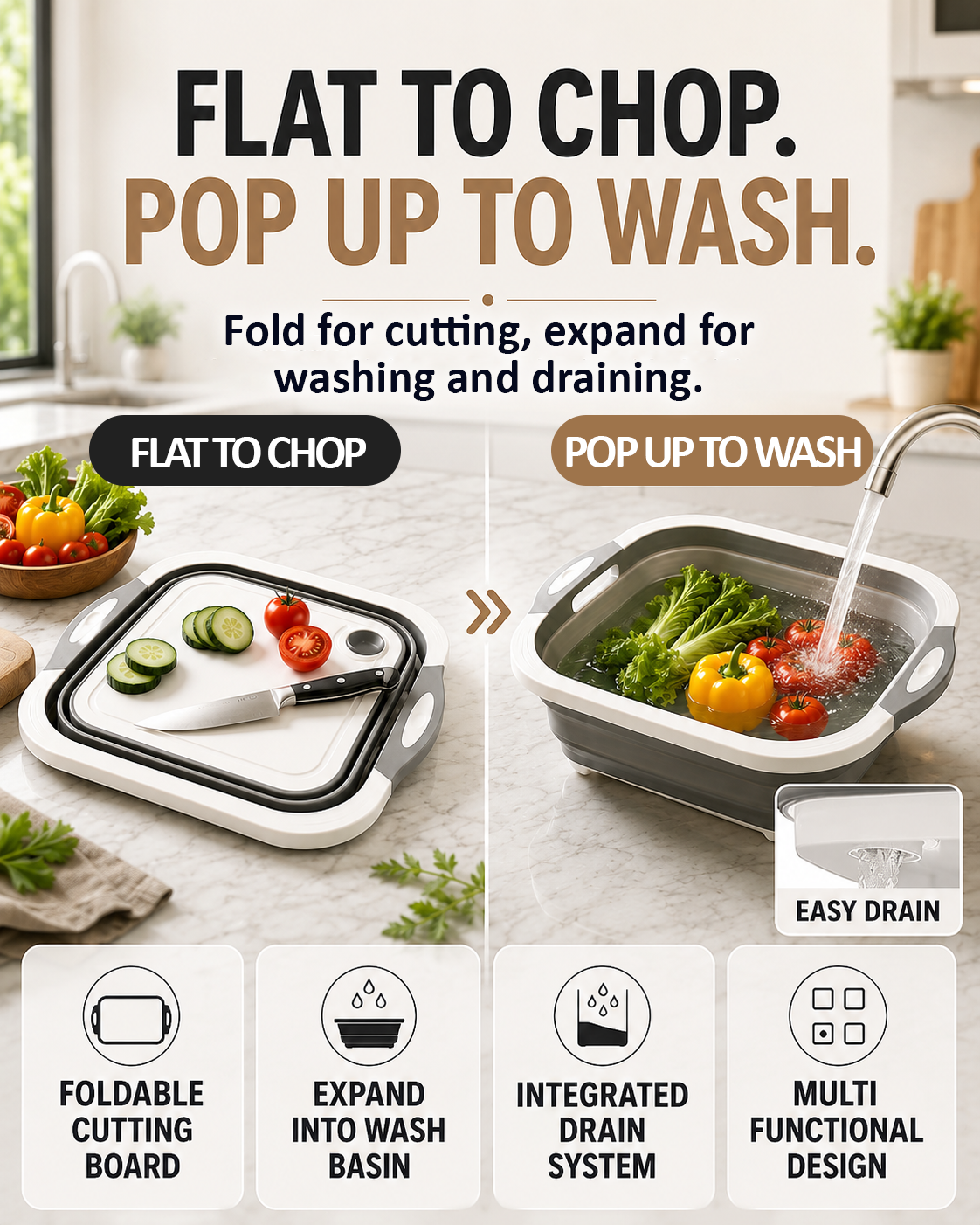 LivLifeGoods™ AllPrep Collapsible Kitchen Prep Station