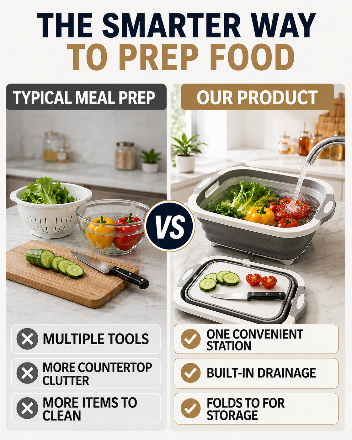 LivLifeGoods™ AllPrep Collapsible Kitchen Prep Station