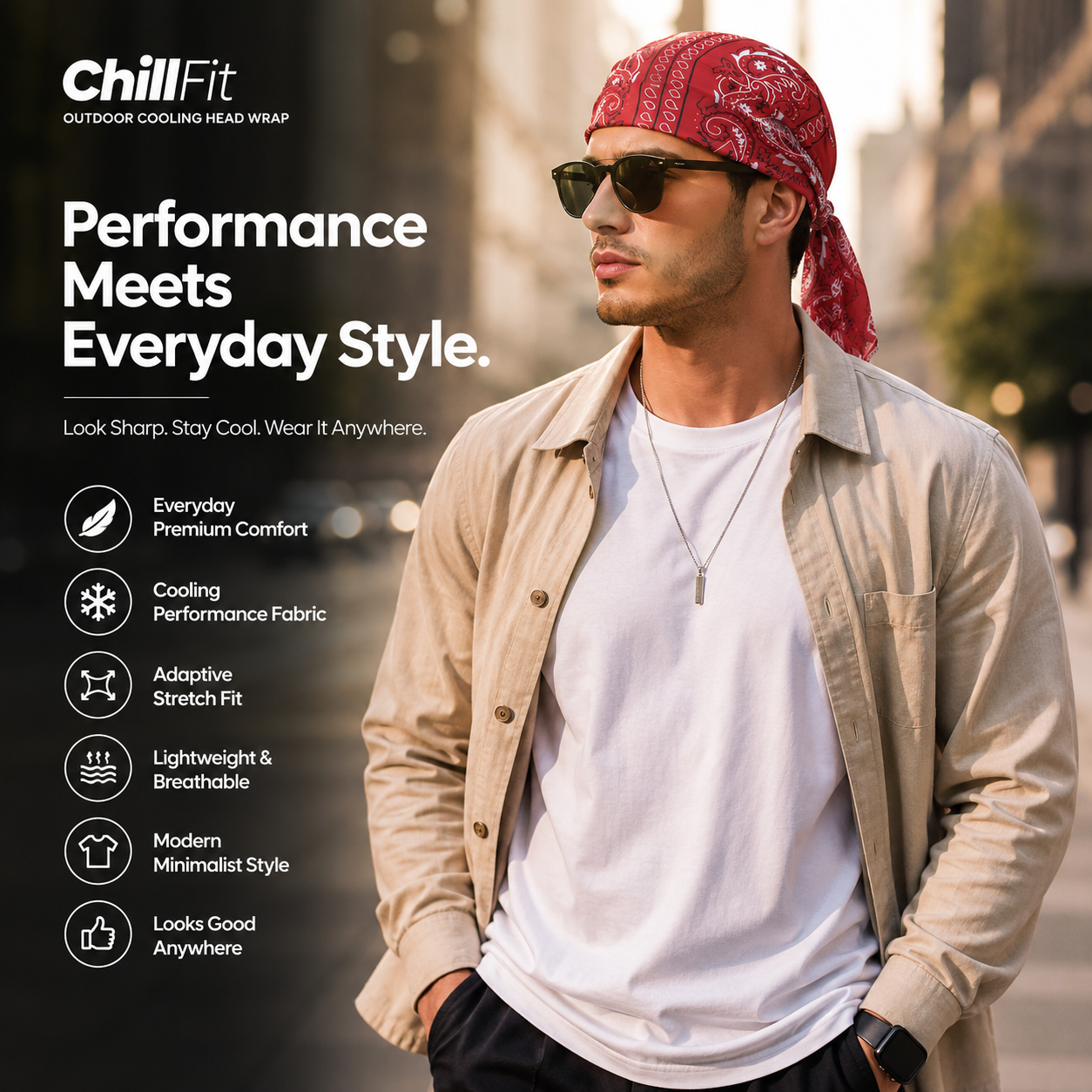 LivLifeGoods™ ChillFit Outdoor Cooling Head Wrap