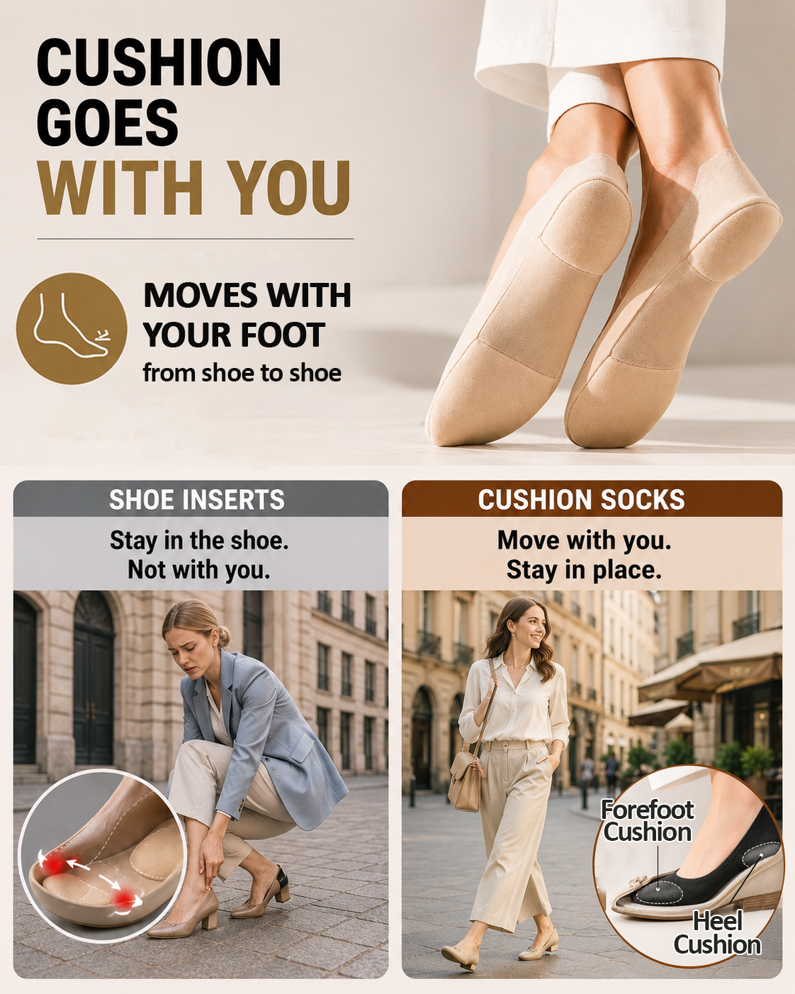Next2Comfort™ CloudSole Invisible Cushion Shock-Absorbing Socks