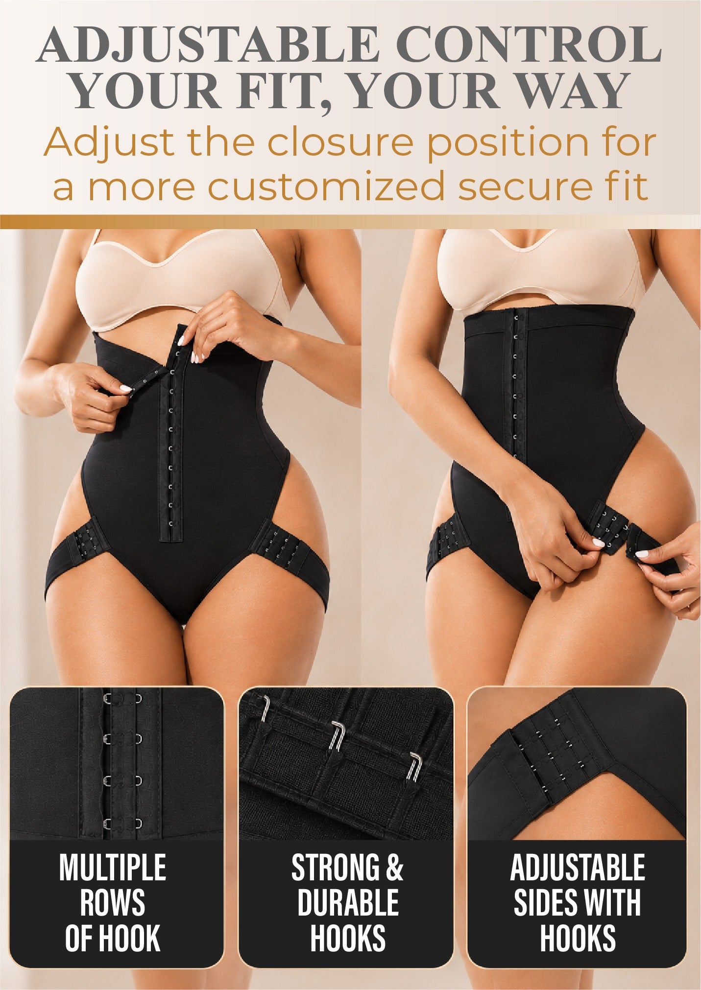 Next2Comfort™ CurveDefine Hip & Waist Adjustable Closure Corset Shaper