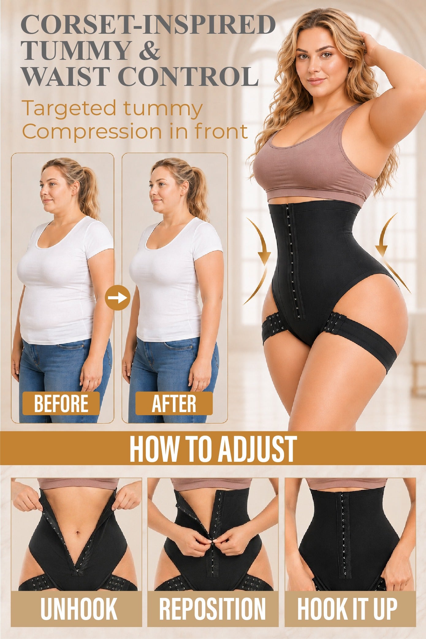 Next2Comfort™ CurveDefine Hip & Waist Adjustable Closure Corset Shaper