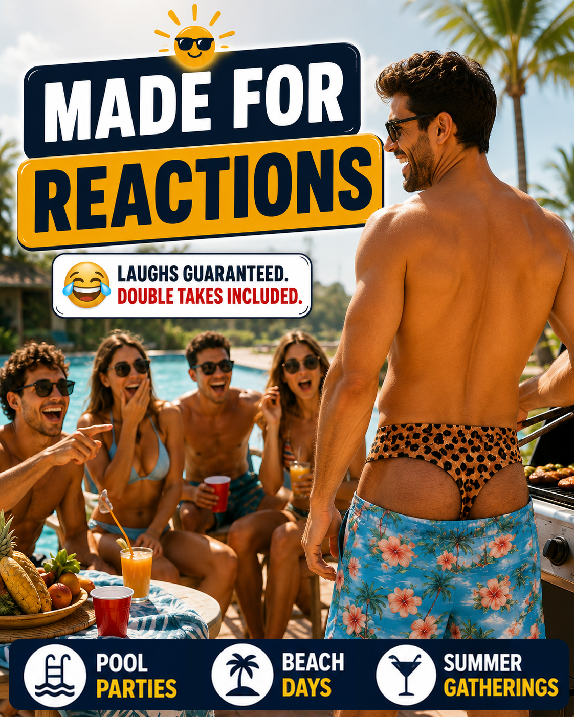 Next2Comfort™ FakeSag Prank Illusion Swim Shorts