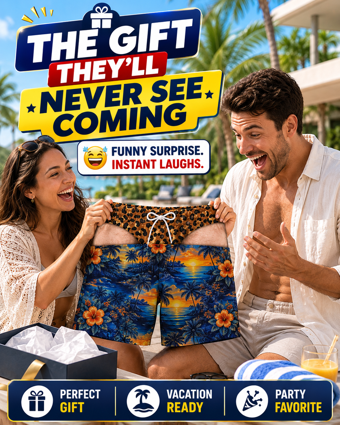 Next2Comfort™ FakeSag Prank Illusion Swim Shorts