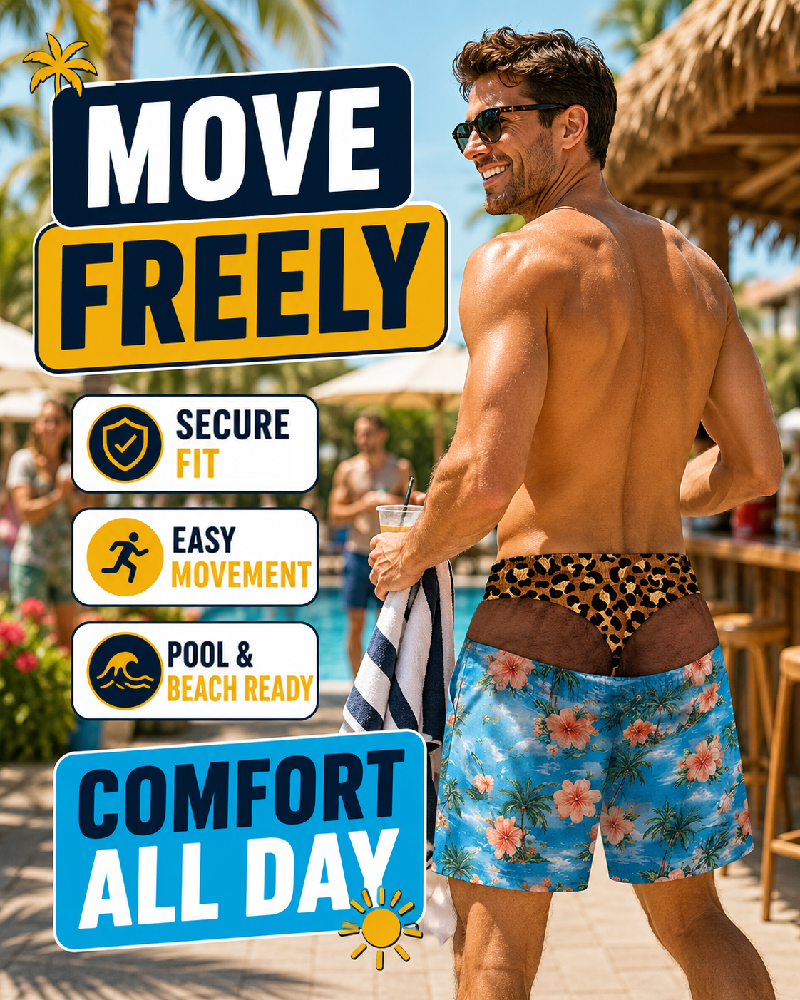 Next2Comfort™ FakeSag Prank Illusion Swim Shorts