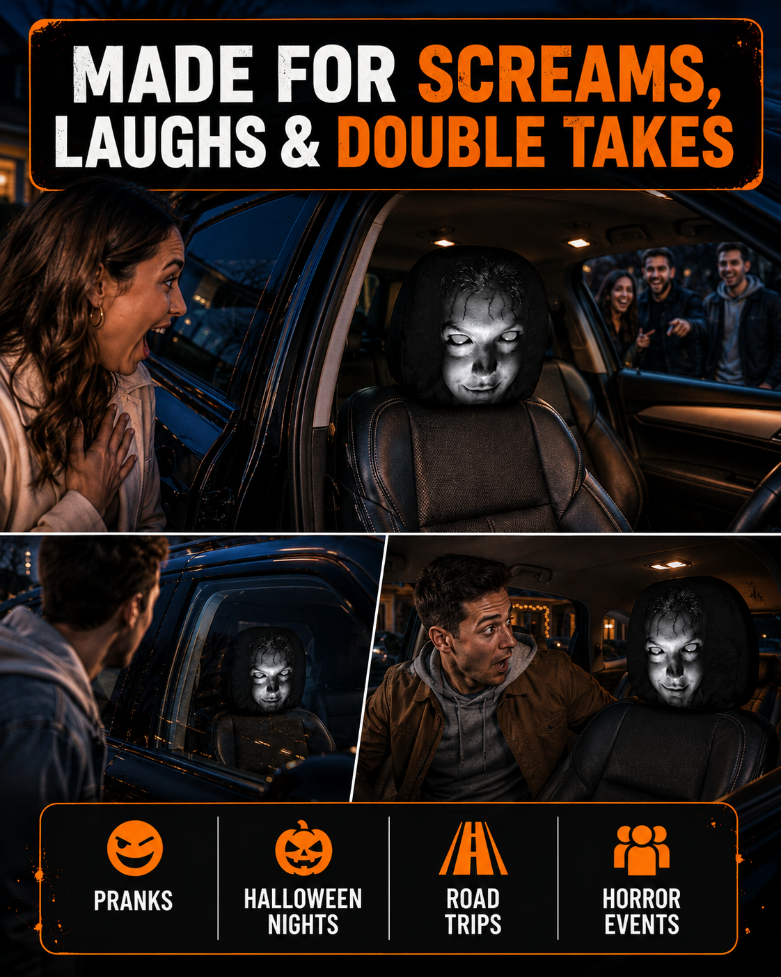 Next2Comfort™ HauntRide Phantom Passenger Car Headrest Cover