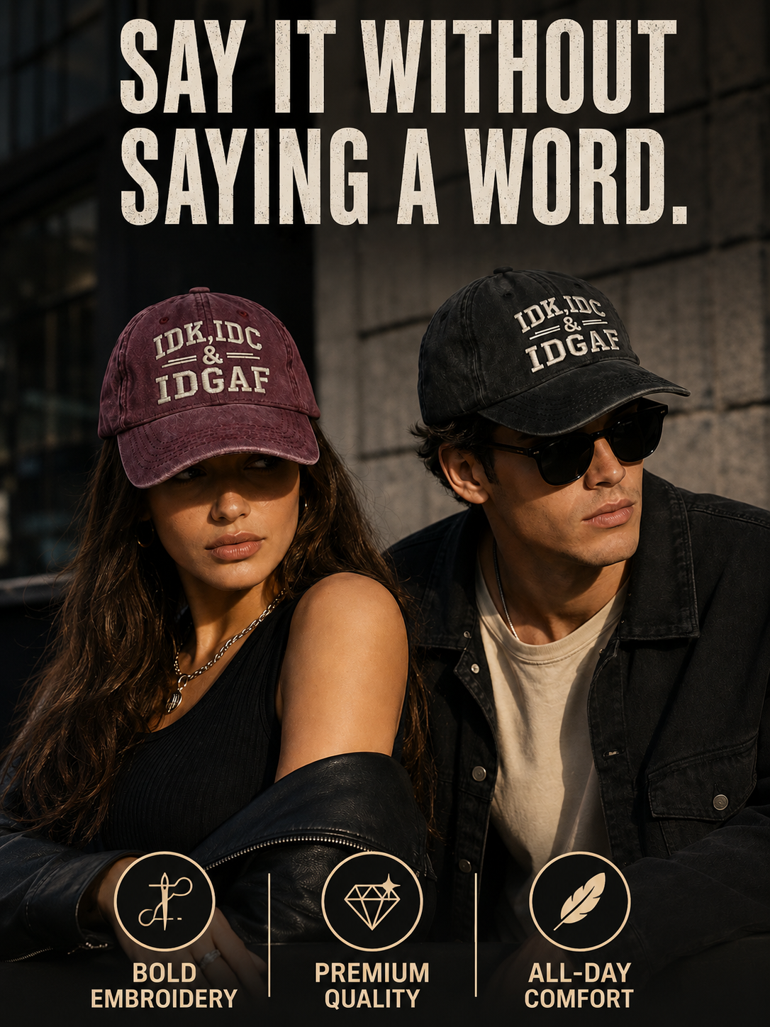 Next2Comfort™ SassStitch Attitude Statement Embroidered Cap