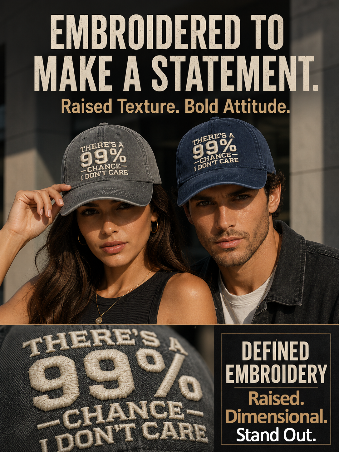 Next2Comfort™ SassStitch Attitude Statement Embroidered Cap