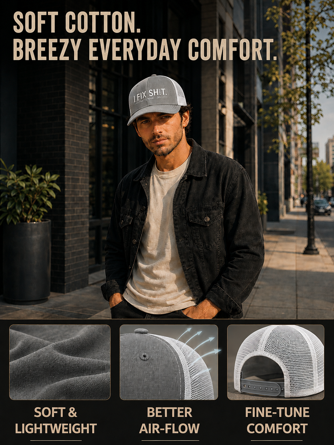 Next2Comfort™ SassStitch Attitude Statement Embroidered Cap