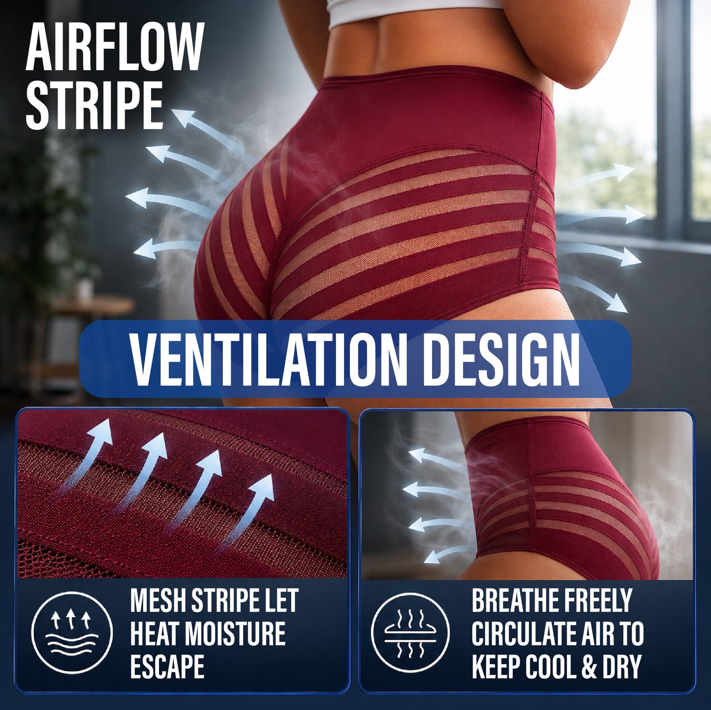Next2Comfort™ SummerLite No-Cling Stripe Ventilated Panties
