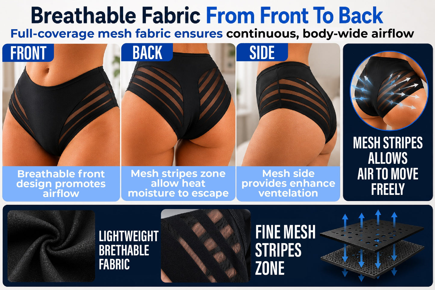 Next2Comfort™ SummerLite No-Cling Stripe Ventilated Panties